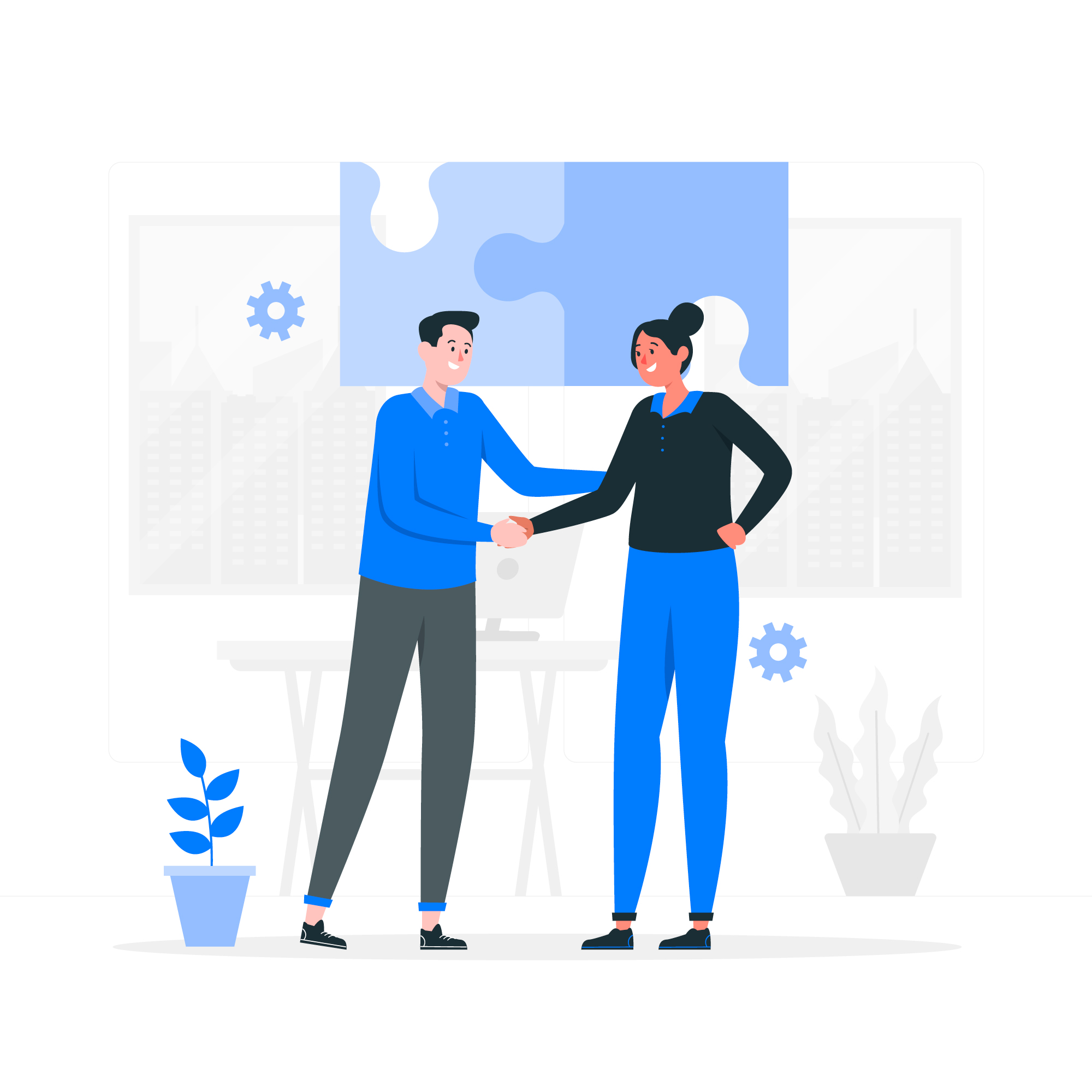 Illustration of a business team members shaking hands